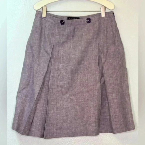 Brooks Brothers Loro Piana Linen Wool Silk blend Lavender pleated skirt 8 Italy‎ - Picture 1 of 14
